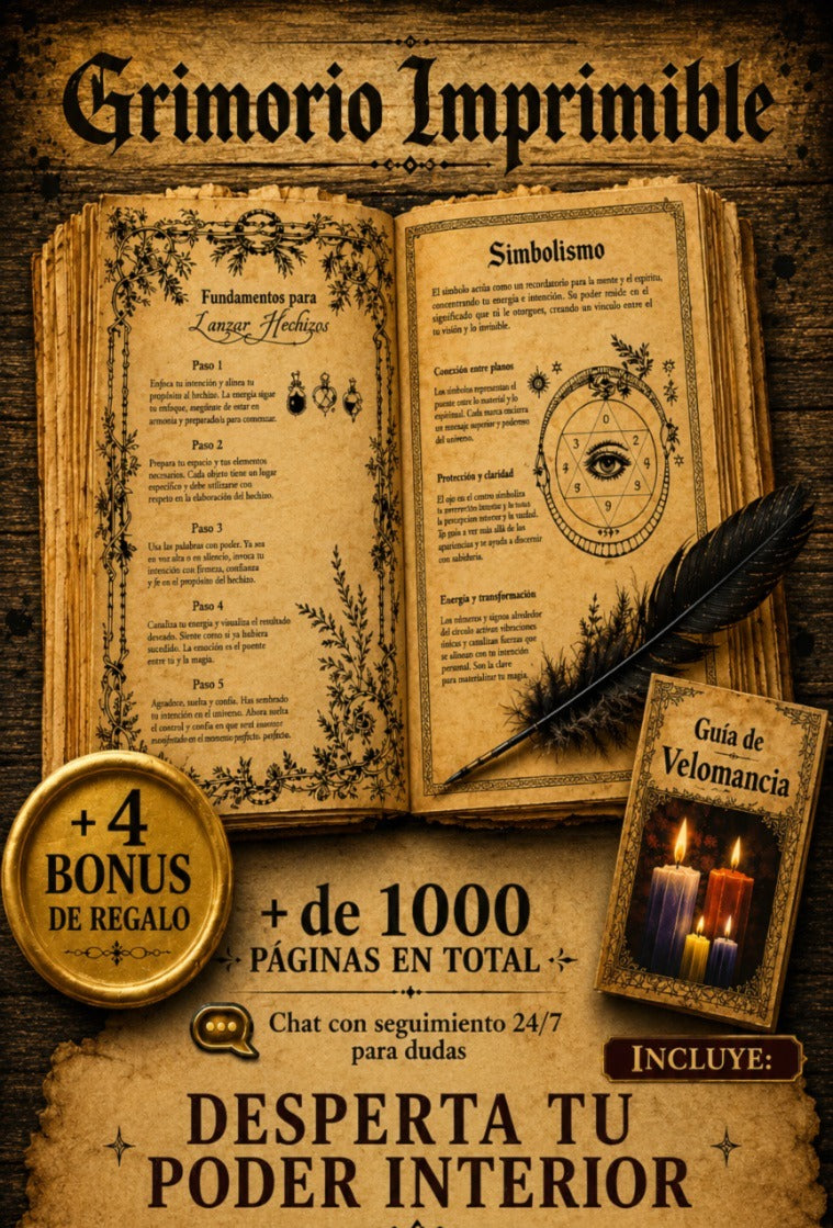 Libro de magia Imprimible 📜+ 4 Bonus de Regalo 🎁 (Incluye la magia de las velas 🕯️) | Despierta tu Magia Interior ✨